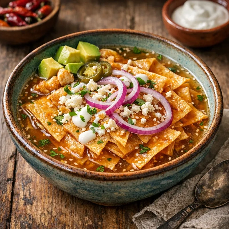 Chilaquiles Suaves al Comal en Caldillo Dulce