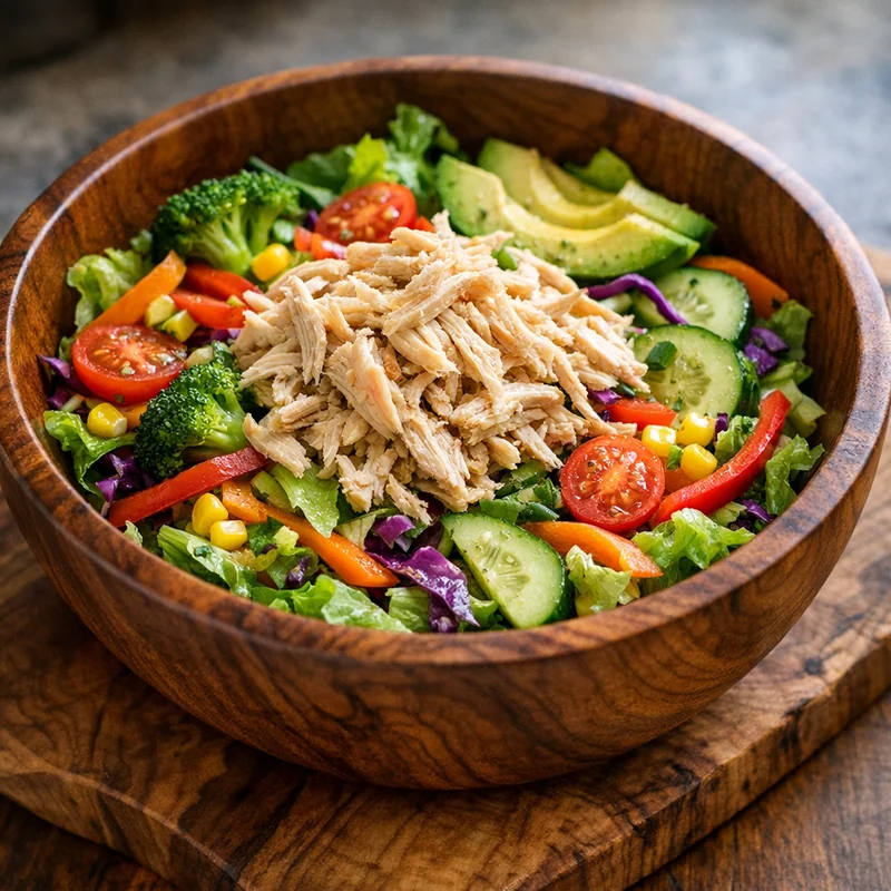Ensalada de Pollo Deshebrado con Verduras
