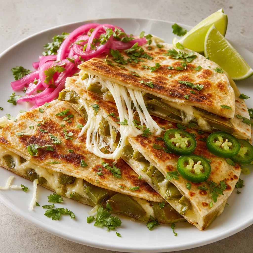 Quesadillas de Nopal al Comal con Queso Oaxaca