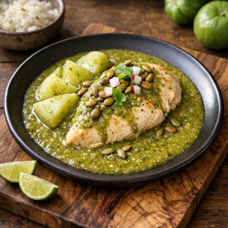 Pipián Verde con Pechuga de Pollo y Chayote
