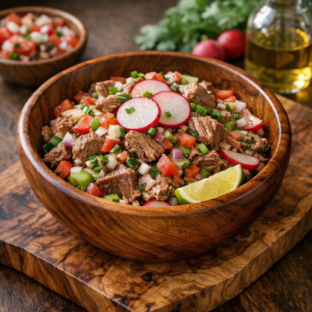 Salpicón Magro de Res con Rábanos y Limón