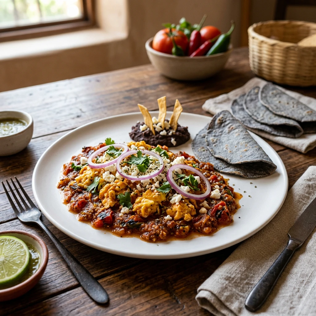 Huevos al Albañil en Salsa Martajada de Comal