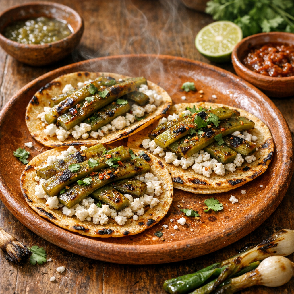 Tacos de Nopal Asado con Requesón Magro