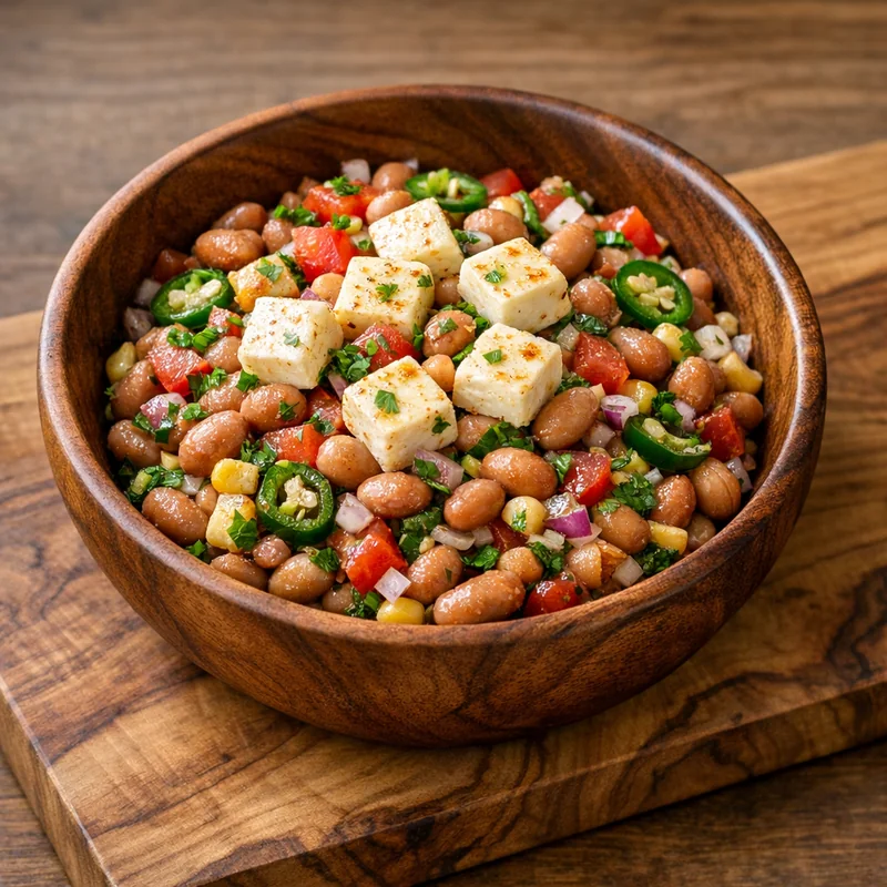 Ensalada de Frijoles Bayos con Queso Panela