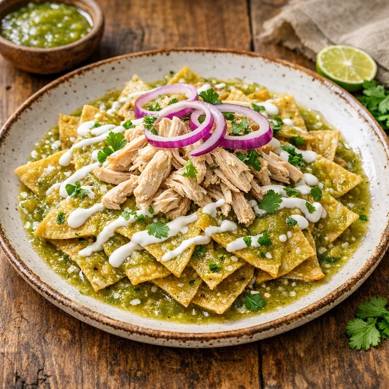 Chilaquiles Ligeros en Salsa Verde con Pavo