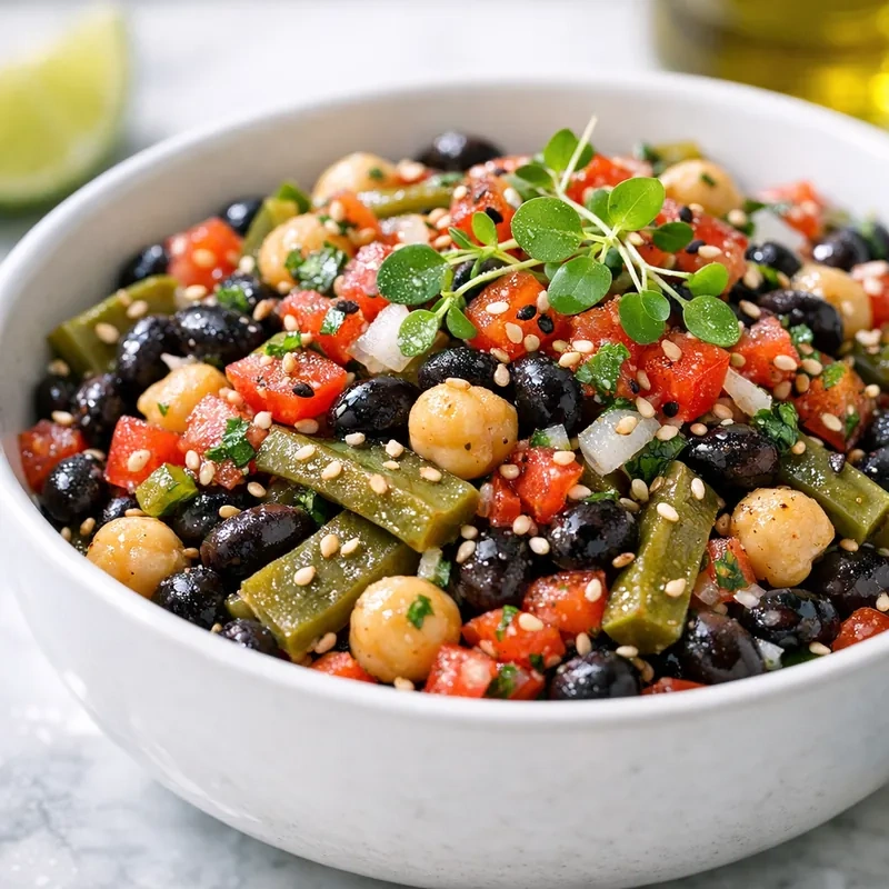 Ensalada de Frijol Negro y Garbanzos a la Mexicana