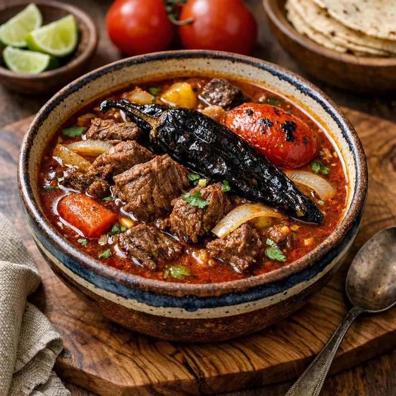 Caldillo Durangueño de Carne de Res con Chile Pasilla y Tomate