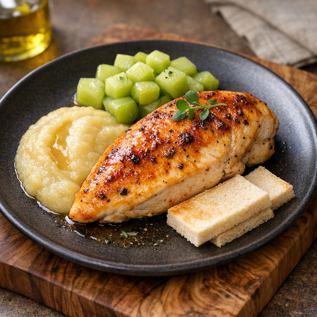 Pechuga de Pollo al Horno con Puré de Manzana