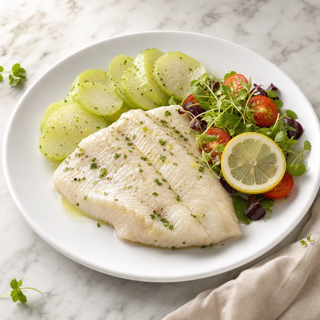 Filete de Pescado Blanco al Vapor con Chayote