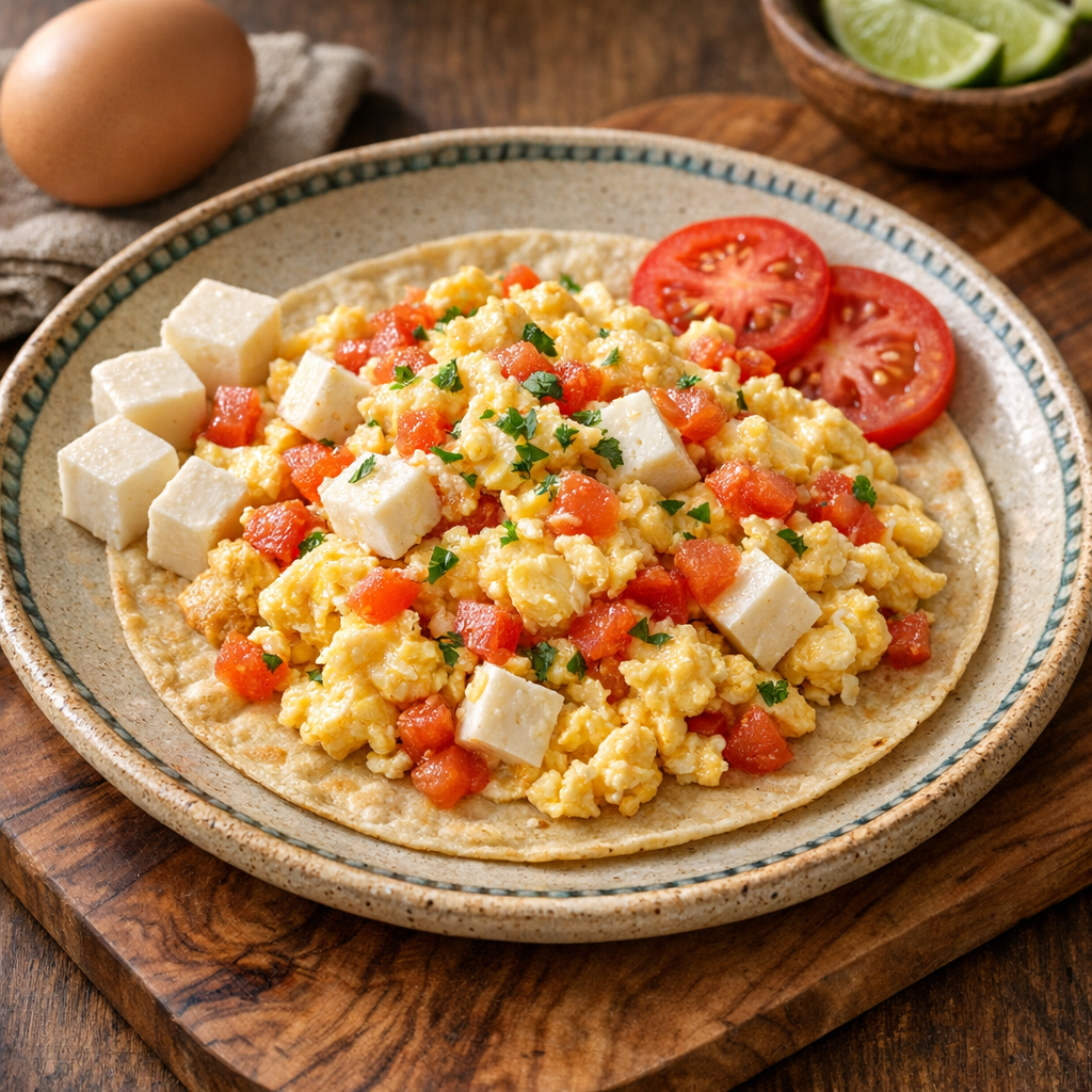 Huevito Revuelto Esponjoso con Panela y Jitomate