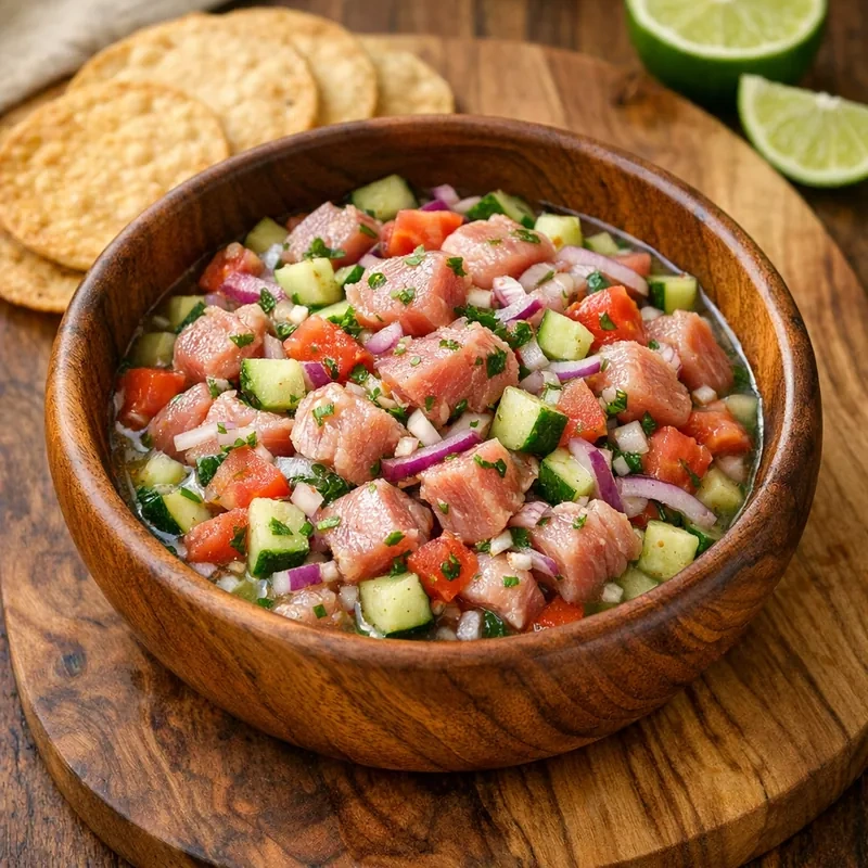 Ceviche Rápido de Atún al Limón con Pepino