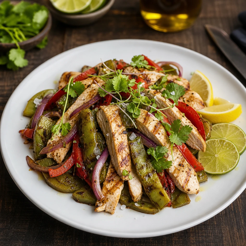 Fajitas Ligeras de Pechuga de Pollo con Nopales