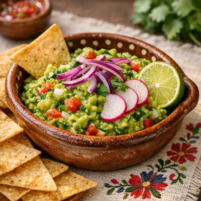 Guacamole Tradicional con Totopos de Maíz