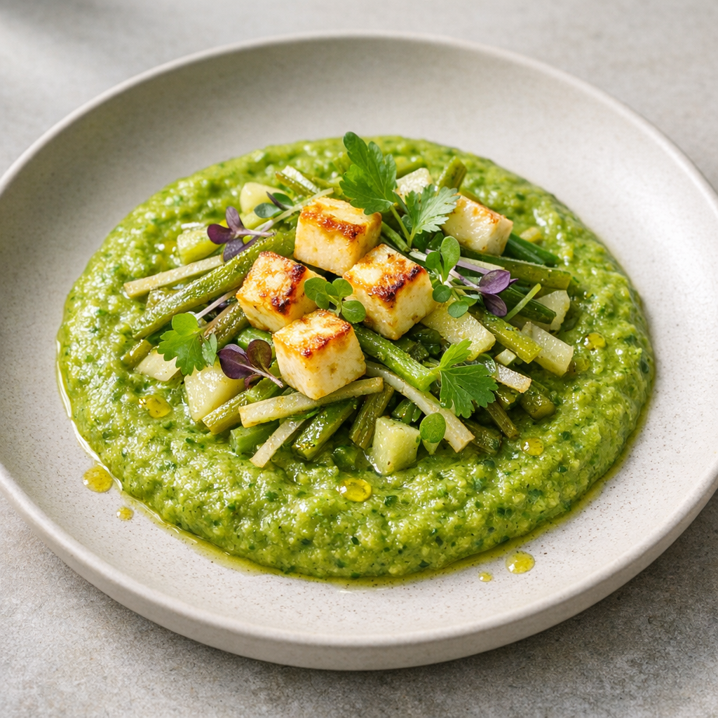 Puré de Nopales y Chayote con Queso Panela