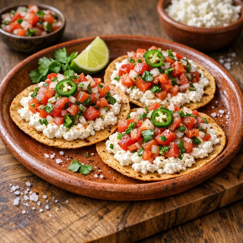 Tostadas Horneadas de Requesón con Pico de Gallo