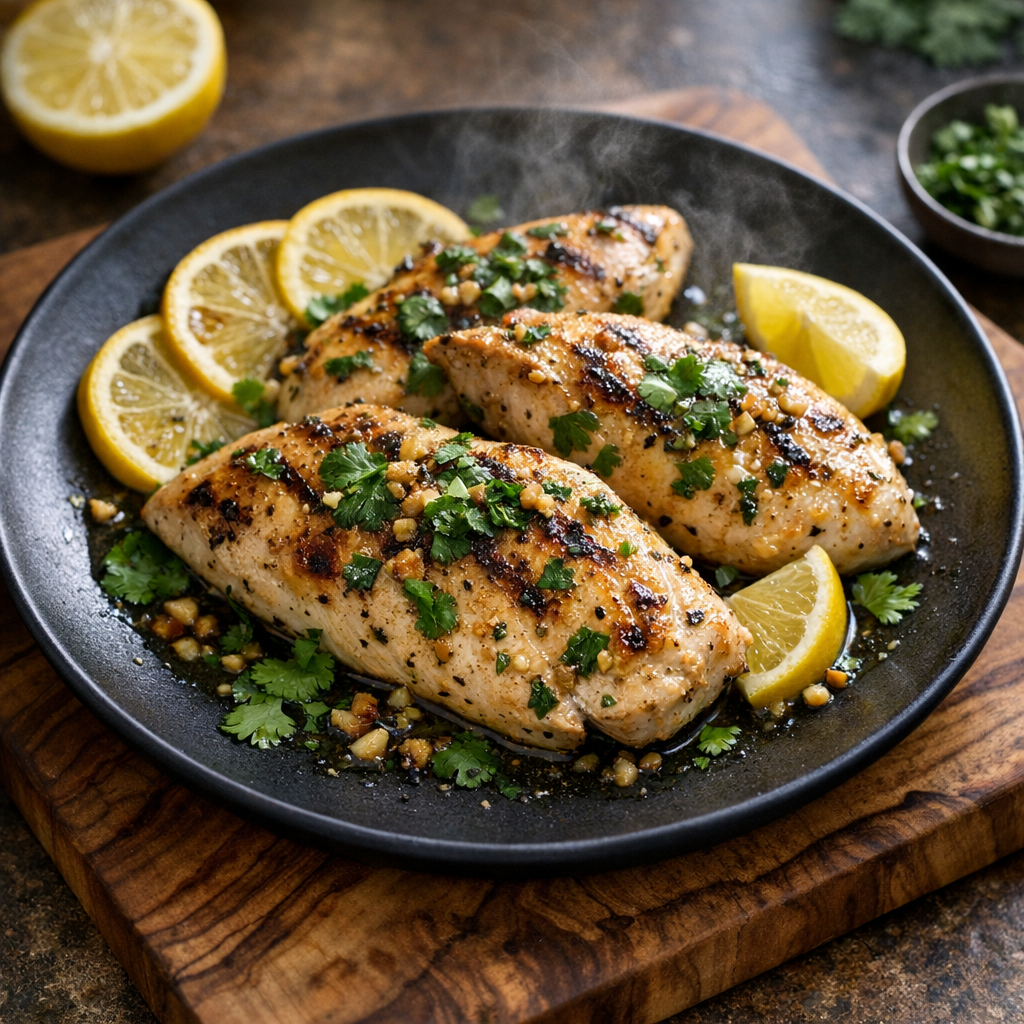 Pollo al Limón con Ajo y Cilantro a la Plancha
