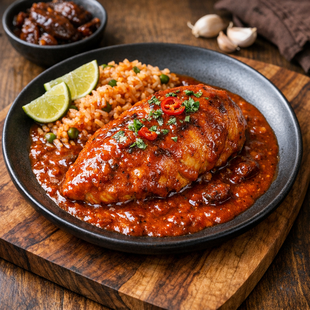 Pechuga de Pollo en Salsa de Chipotle y Jitomate