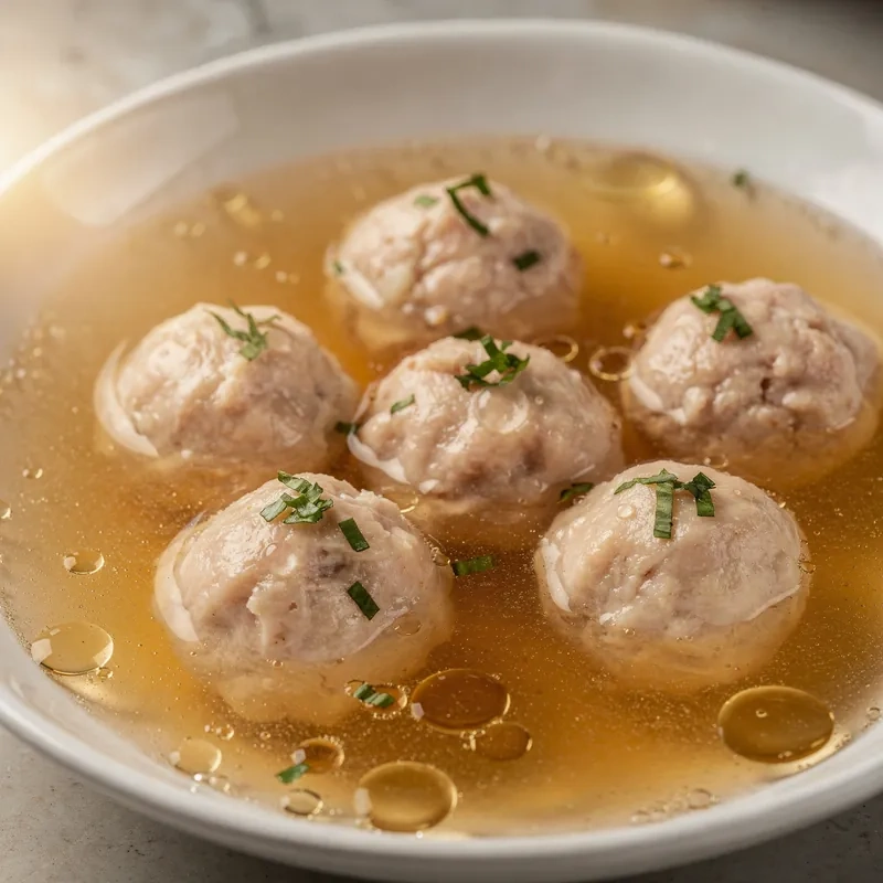 Albóndigas Suaves de Res Magra en Consomé