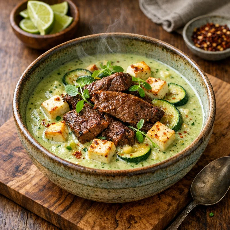 Res Magra en Crema de Calabacita y Panela