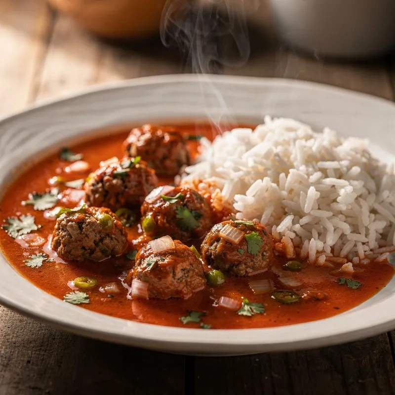 Albóndigas de Res Magra con Arroz Blanco