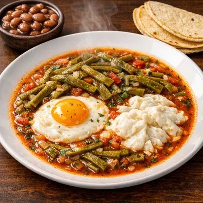 Nopales Navegantes en Caldillo con Huevo