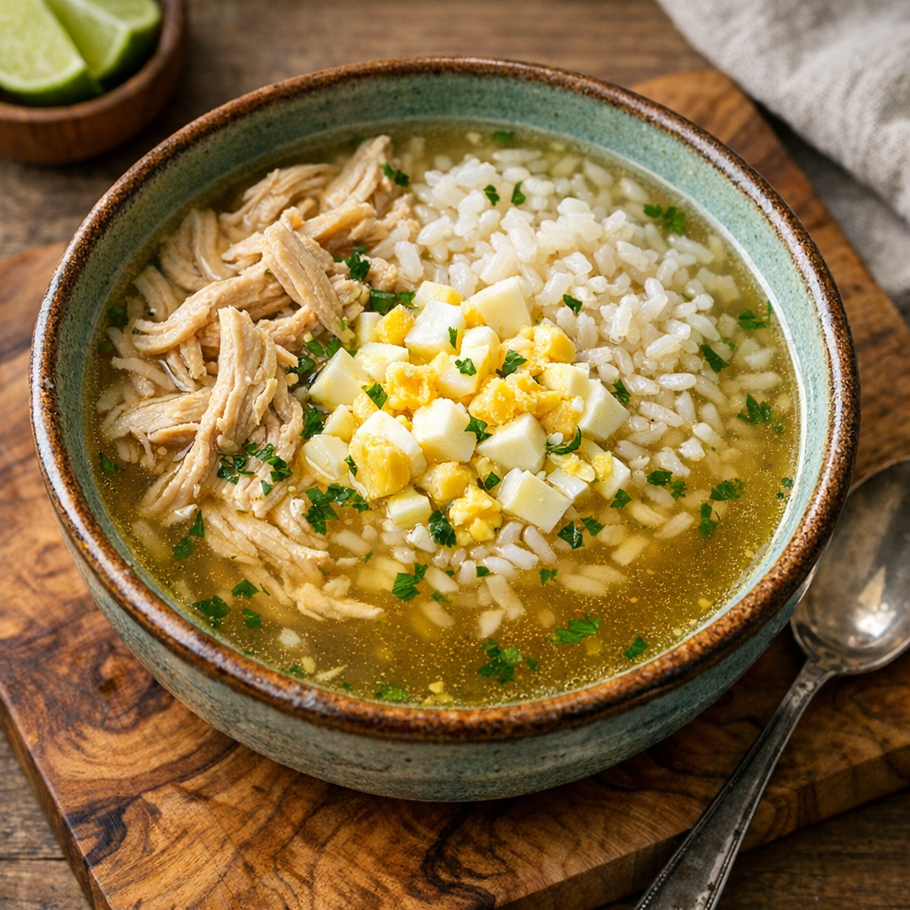 Consomé Nutritivo de Pollo con Arroz y Huevo