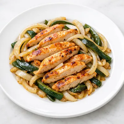 Fajitas de Pollo con Cebolla y Chile Poblano